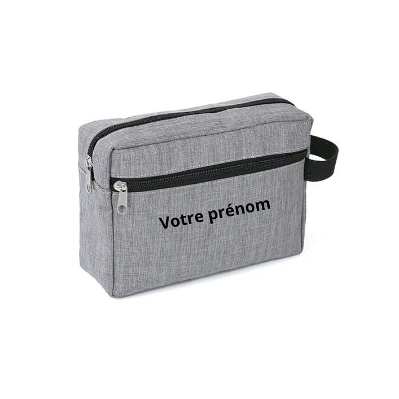 large customizable toiletry bag - Grey - Gray - With Personalised Engraving - With Personalized Engraving