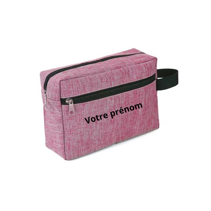 personalized toiletry bag for him - Pink - With Personalised Engraving - With Personalized Engraving