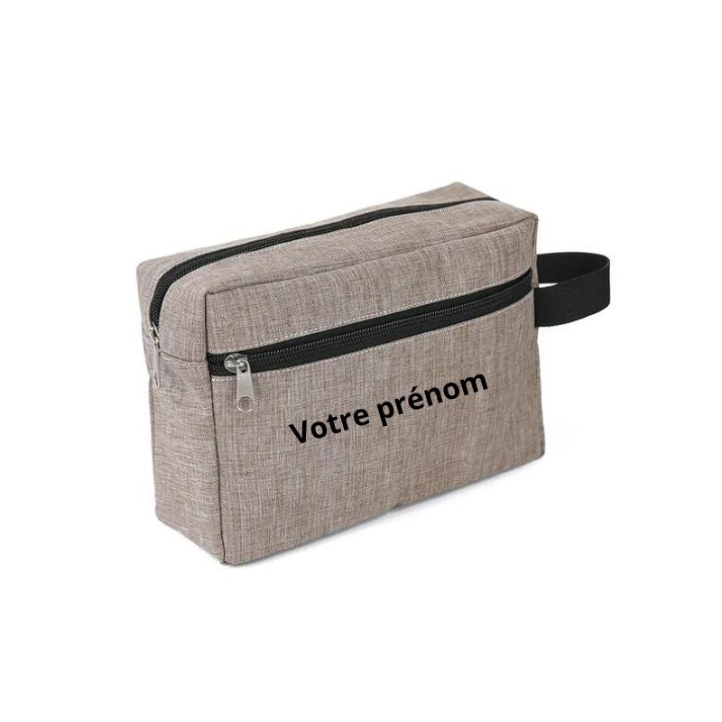 customizable toiletry bag for men - Khaki - With Personalised Engraving - With Personalized Engraving