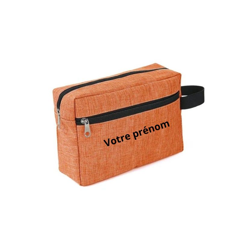 personalized toiletry bag for women - Orange - With Personalised Engraving - With Personalized Engraving
