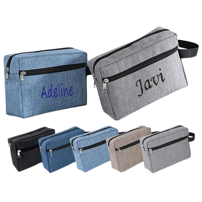 customizable toiletry bag for men - Black - Blue - Navy Blue - Grey - Gray - Pink - Khaki - Red - Orange - Purple - Yellow - Green