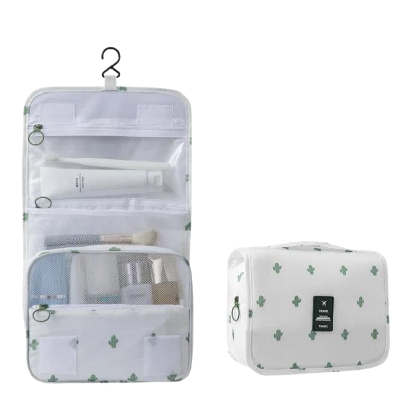 hanging toiletry bag travel - White with Patterns