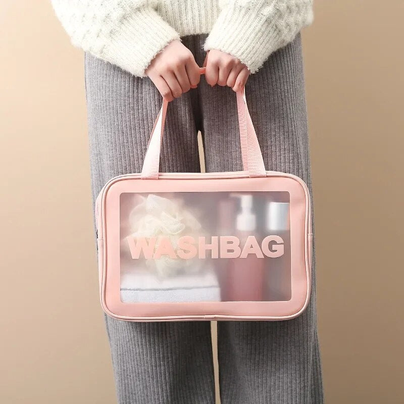 travel toiletry bag transparent - Black - White - Pink