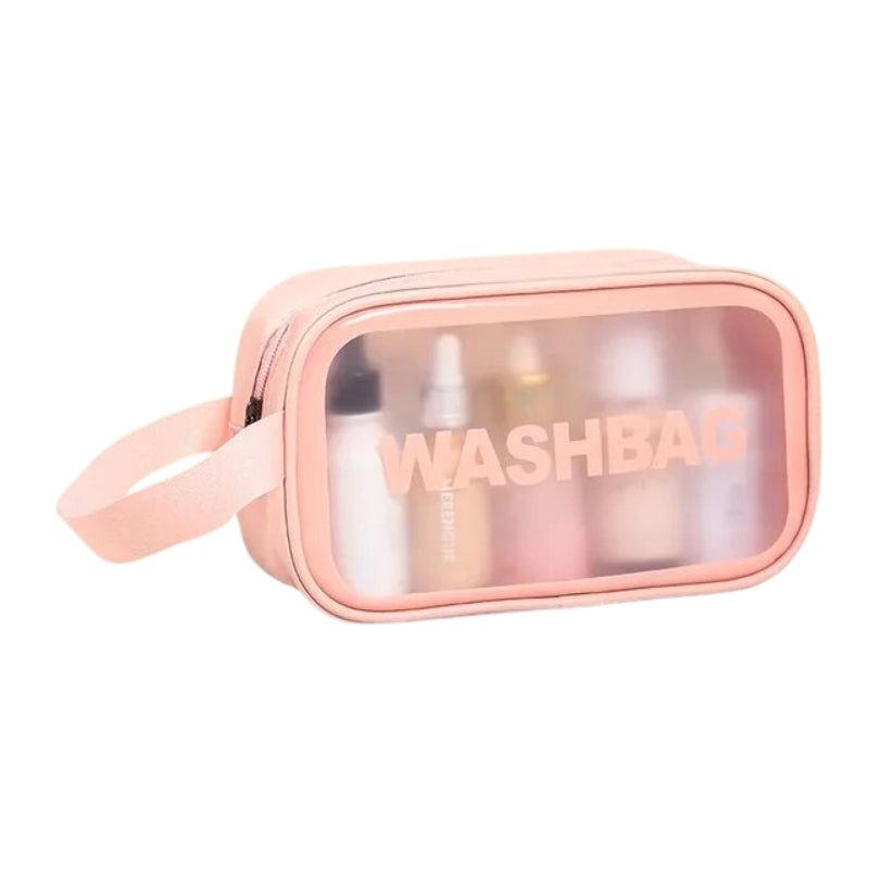 clear toiletry bag for flights - Pink - M