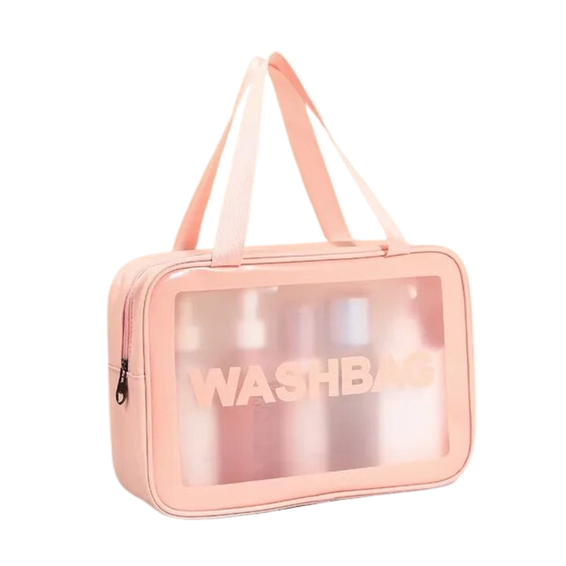 transparent toiletry pouch for airplane - Pink