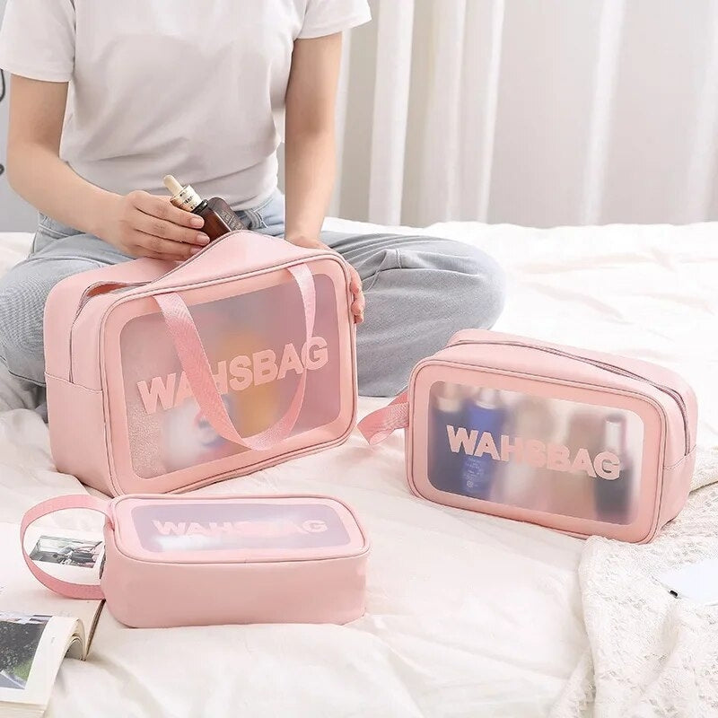 clear toiletry bag - Black - White - Pink