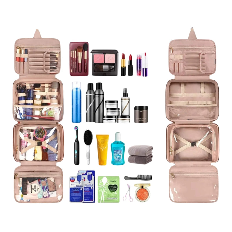 foldable travel toiletry bag - Pink - Black - Blue